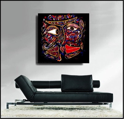 Zarum-Art-Painting-The-Kiss-FACES-Series-sofa